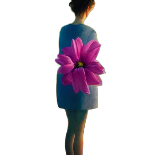 dress, flower, jacket, staff transparent PNG cut-out