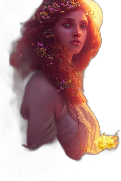 crown, dress, flower, face transparent PNG cut-out