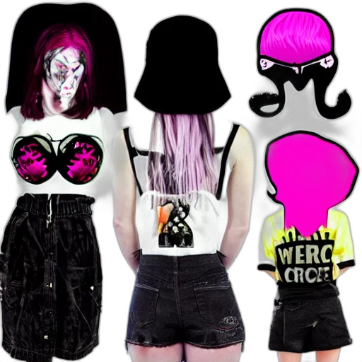 concept art, neon, dark, monochrome, wierdcore, aesthetic, girl transparent PNG cut-out