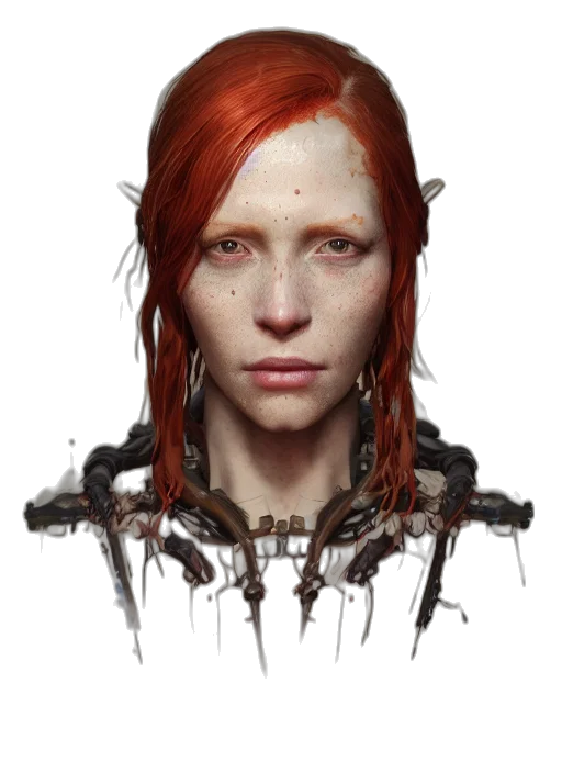 face, robot, creature, mask, concept art, fantasy art, cyberpunk, photorealistic transparent PNG cut-out