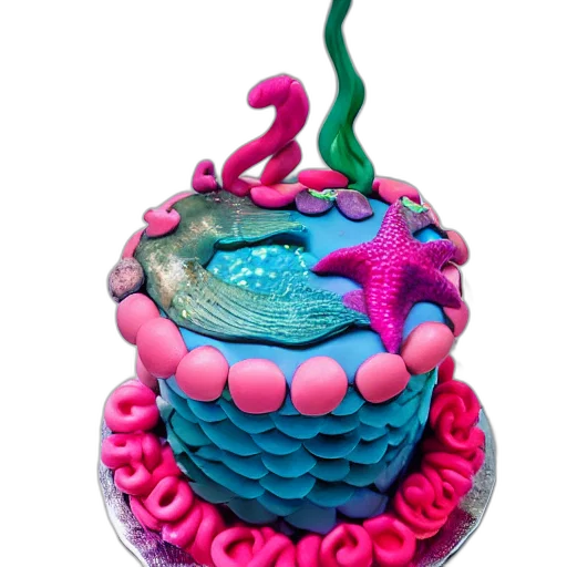 crown, food, 3d render, underwater, mermaid, themed, birthday, cake transparent PNG cut-out