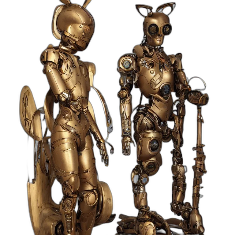 robot, concept art, 3d render, fantasy art, cyberpunk, outer space, golden, octane transparent PNG cut-out