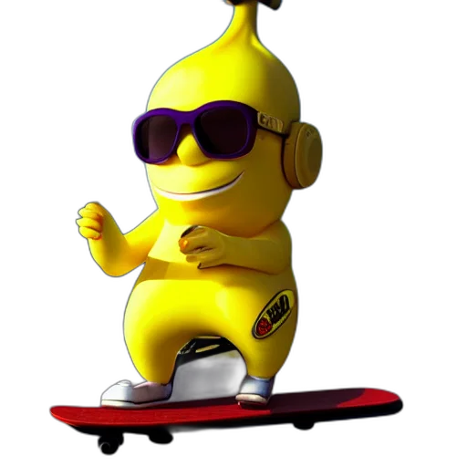 robot, animal, staff, 3d render, concept art, cartoon, photorealistic, banana transparent PNG cut-out