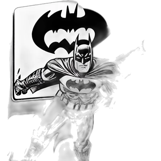 comic book art, concept art, cartoon, pencil sketch, batman, rusty, ink, stroke transparent PNG cut-out