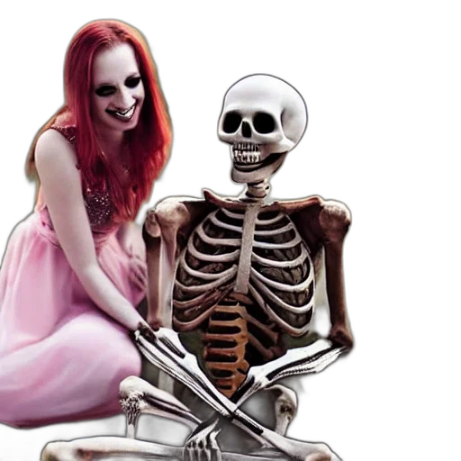 concept art, friendly, skeleton, entertaining, girl transparent PNG cut-out