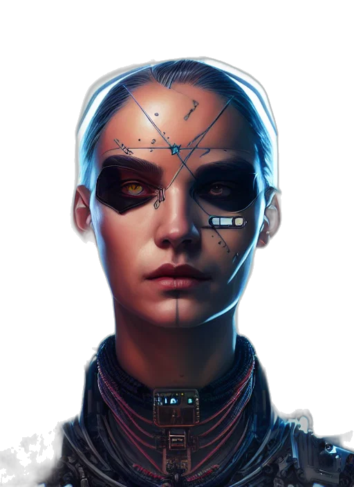 robot, face, mask, cyberpunk, concept art, comic book art, fantasy art, outer space transparent PNG cut-out