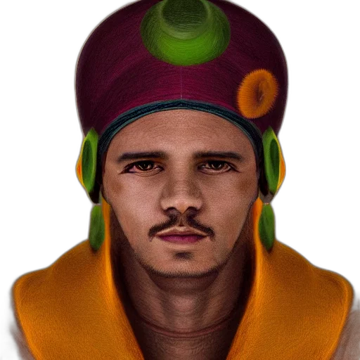 face, hat, staff, mask, photorealistic, fantasy art, concept art, cartoon transparent PNG cut-out