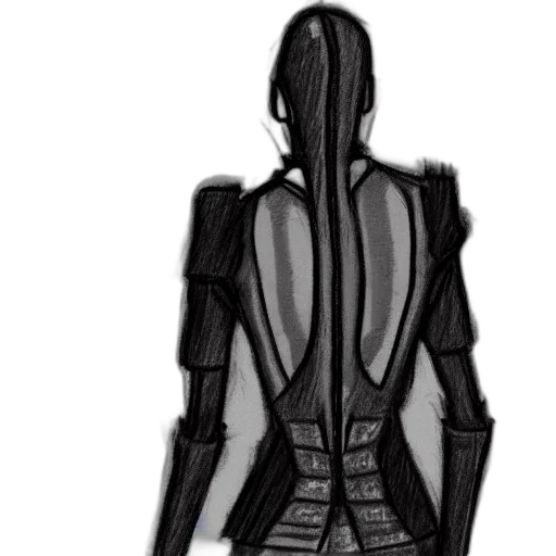 jacket, dress, robot, staff, concept art, cyberpunk, 3d render, fantasy art transparent PNG cut-out