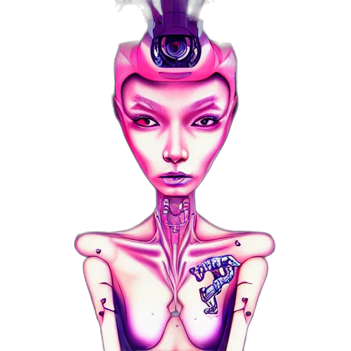 robot, jewelry, face, crown, cyberpunk, vaporwave, concept art, fantasy art transparent PNG cut-out