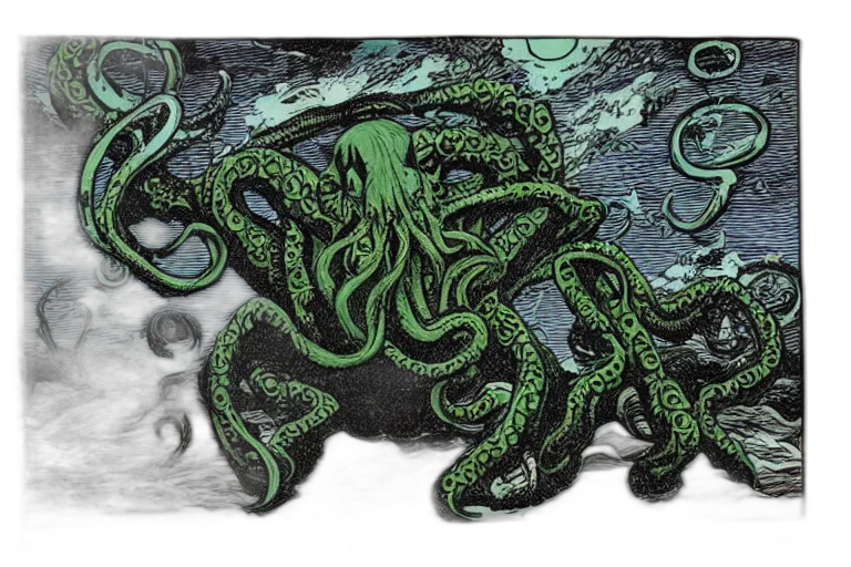 creature, animal, concept art, comic book art, fantasy art, watercolor, underwater, green transparent PNG cut-out