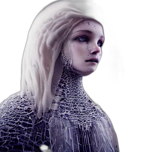 hair, face, concept art, fantasy art, 3d render, cyberpunk, full, shot transparent PNG cut-out