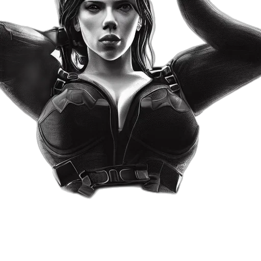 face, comic book art, concept art, fantasy art, photorealistic, dark, monochrome, scarlett transparent PNG cut-out