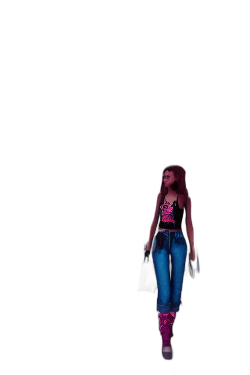 dress, hair, robot, jacket, 3d render, concept art, vaporwave, cartoon transparent PNG cut-out