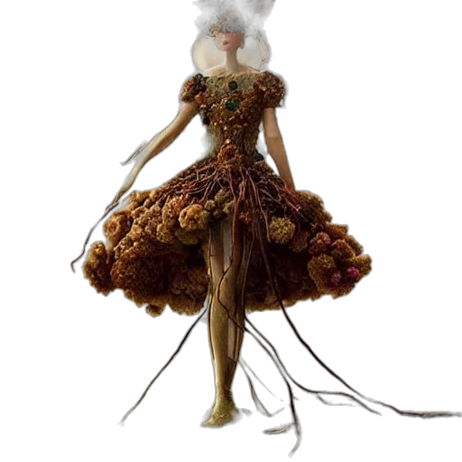dress, creature, animal, hair, concept art, fantasy art, 3d render, luminous transparent PNG cut-out