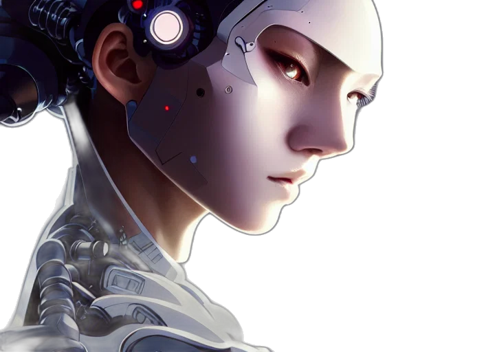 robot, face, cyberpunk, concept art, 3d render, photorealistic, film, portrait transparent PNG cut-out