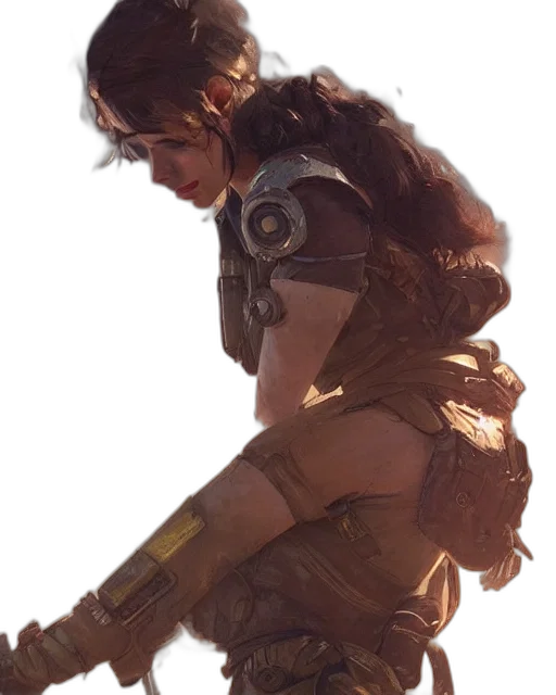 weapon, face, hair, sword, concept art, cyberpunk, fantasy art, photorealistic transparent PNG cut-out