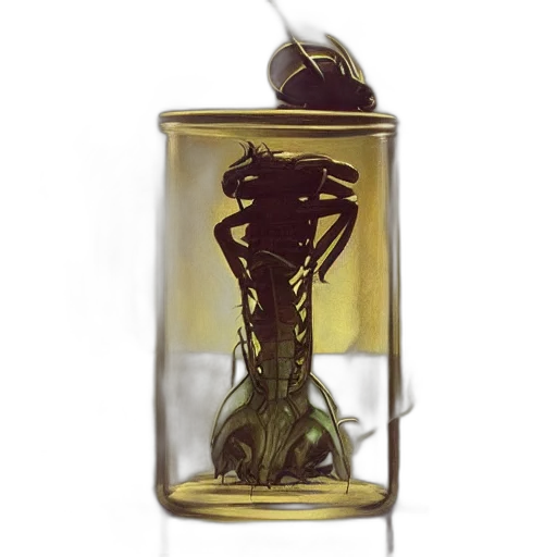 bottle, dragon, creature, hair transparent PNG cut-out
