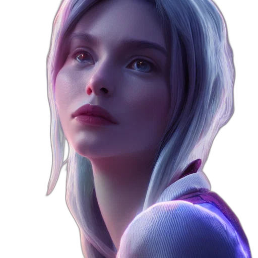 face, robot, staff, fantasy art, concept art, photorealistic, 3d render, neon lights transparent PNG cut-out