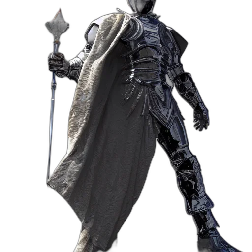 sword, staff, weapon, robot, concept art, 3d render, fantasy art, monochrome transparent PNG cut-out