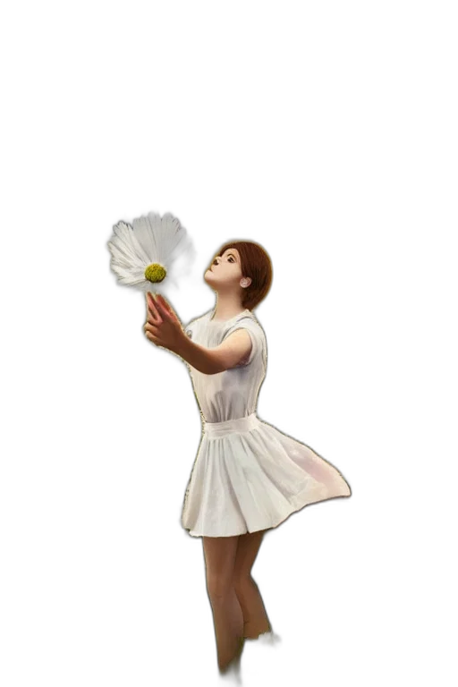 flower, dress, staff, concept art, photorealistic, pixel art, fantasy art, monochrome transparent PNG cut-out