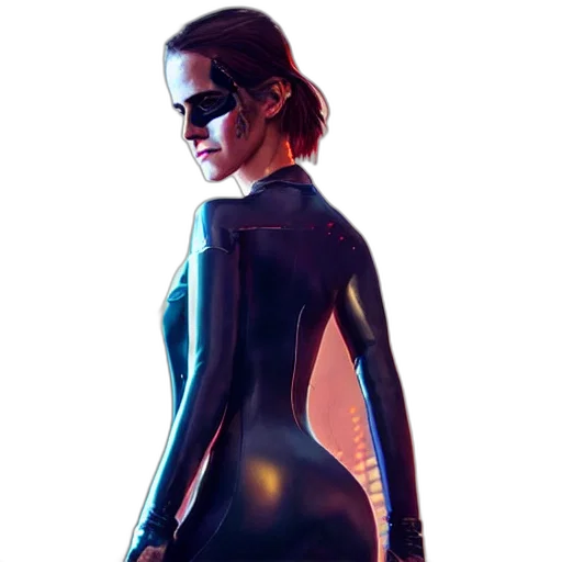 jacket, dress, mask, cyberpunk, concept art, comic book art, pixel art, neon lights transparent PNG cut-out