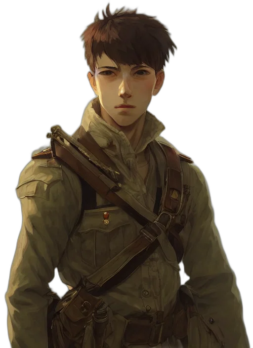jacket, staff, face, weapon, concept art, photorealistic, fantasy art, oil painting transparent PNG cut-out