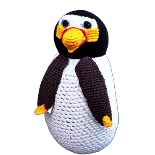 pixel art, 3d render, crocheted, penguin, doll transparent PNG cut-out