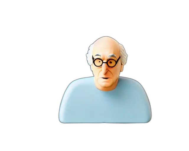 face, concept art, cartoon, pixel art, 3d render, larry, david, figurine transparent PNG cut-out