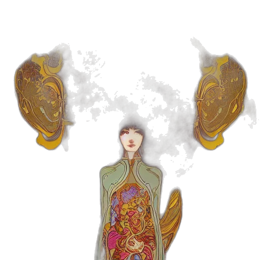 dress, jewelry, dragon, mask, fantasy art, concept art, watercolor, photorealistic transparent PNG cut-out