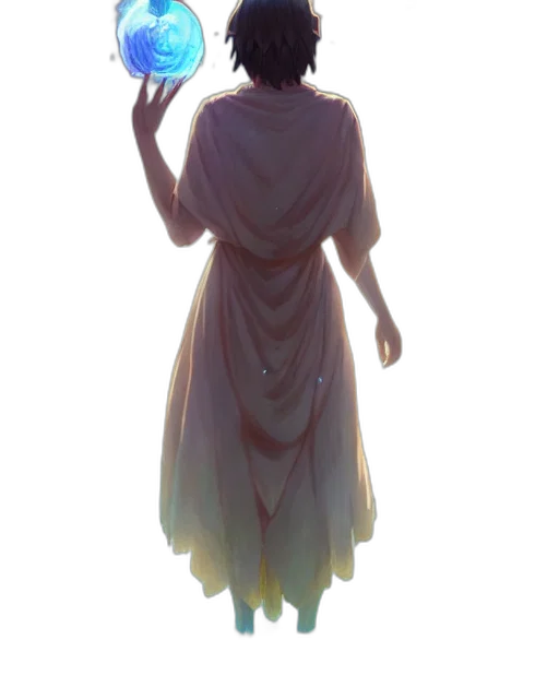 dress, staff, creature, mask transparent PNG cut-out