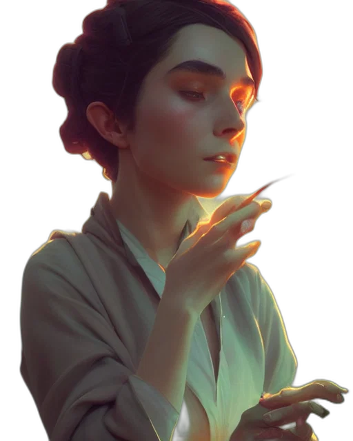 staff, face, jewelry, dress, photorealistic, concept art, oil painting, fantasy art transparent PNG cut-out