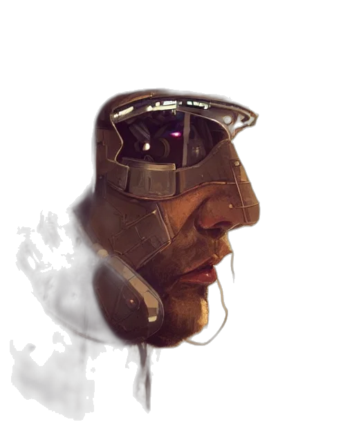 mask, face, robot, weapon, concept art, comic book art, photorealistic, watercolor transparent PNG cut-out