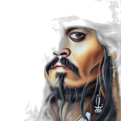 face, fantasy art, photorealistic, oil painting, comic book art, portrait, johnny, depp transparent PNG cut-out