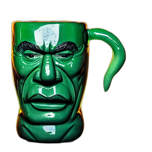 3d render, photorealistic, closeup, photograph, glossy, hulk, style, tiki transparent PNG cut-out