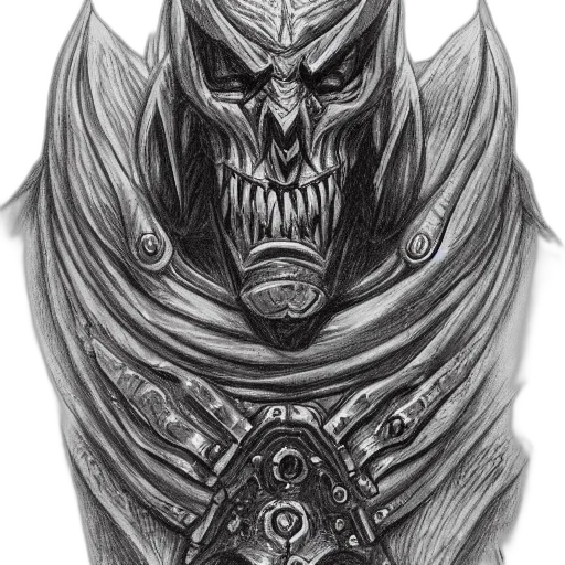 mask, face, creature, fantasy art, concept art, pencil sketch, comic book art, chaos transparent PNG cut-out