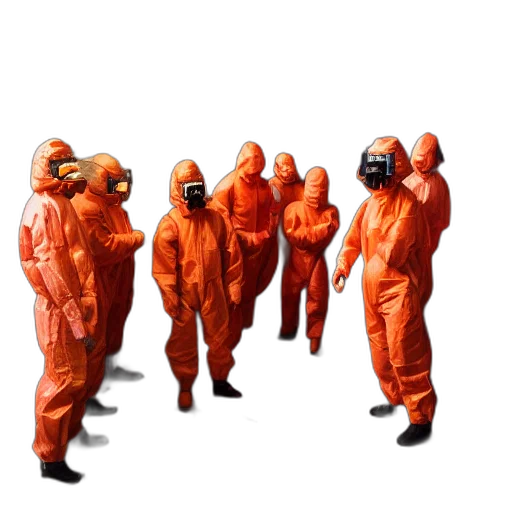 jacket, mask, staff, concept art, wide, shot, photo, group transparent PNG cut-out