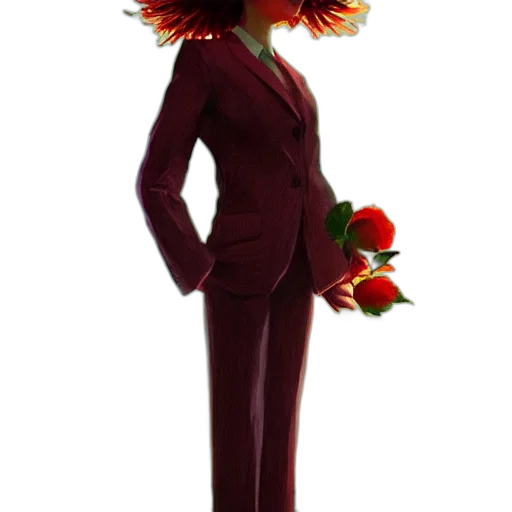 flower, staff, dress, crown, 3d render, concept art, cartoon, photorealistic transparent PNG cut-out