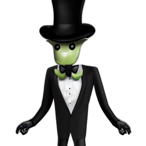 hat, robot, staff, creature, 3d render, concept art, cartoon, outer space transparent PNG cut-out
