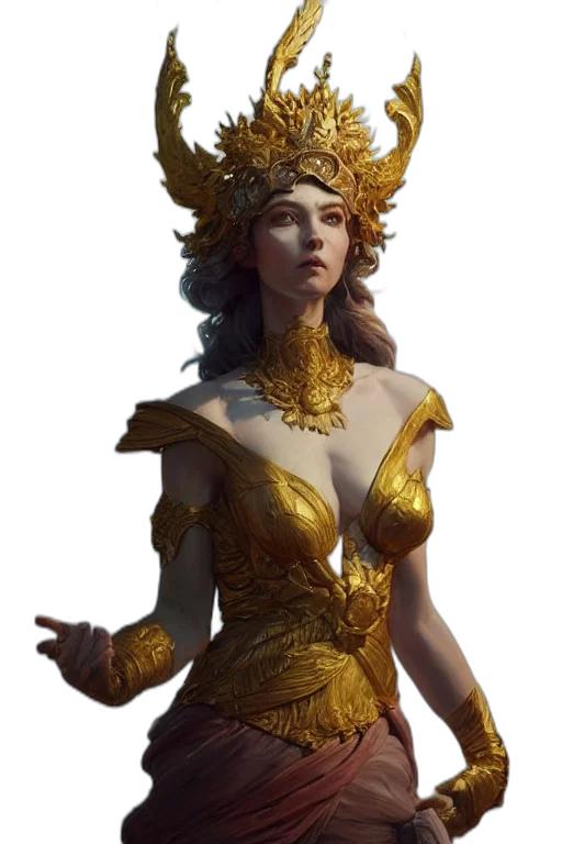 crown, dress, jewelry, fantasy art, concept art, photorealistic, 3d render, golden transparent PNG cut-out