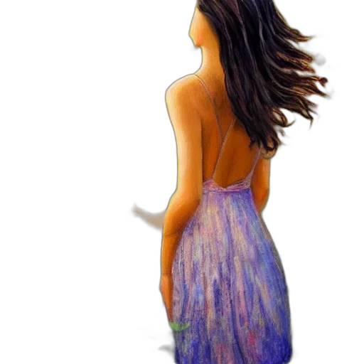 dress, hair, staff, jewelry, watercolor, oil painting, photorealistic, fantasy art transparent PNG cut-out