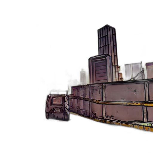 building, weapon, car, robot, concept art, 3d render, cyberpunk, photorealistic transparent PNG cut-out