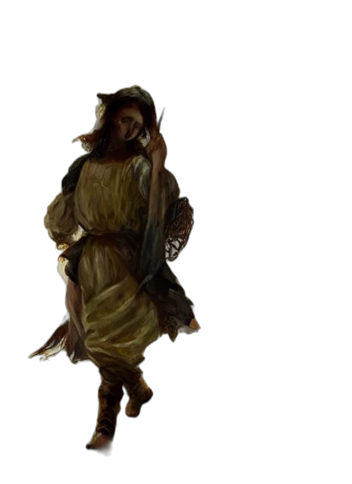 dress, staff, creature, sword transparent PNG cut-out