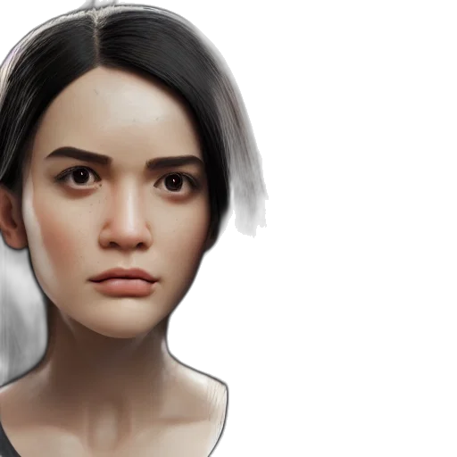 face, mask, hair, photorealistic transparent PNG cut-out