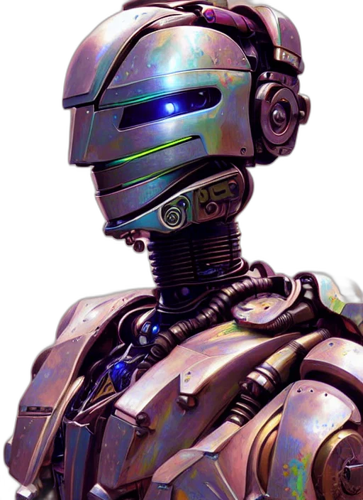 robot, face, weapon, cyberpunk transparent PNG cut-out