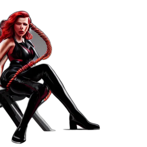 concept art, comic book art, 3d render, fantasy art, red, scarlett, johansson, black transparent PNG cut-out