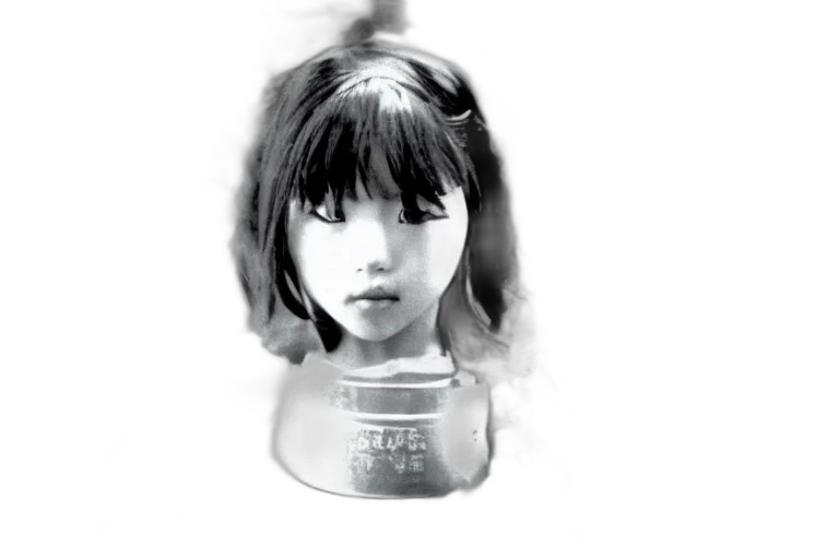 bottle, face, mask, hair, photorealistic, 3d render, vaporwave, concept art transparent PNG cut-out