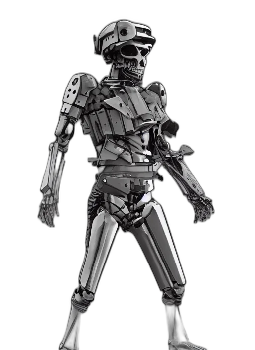 robot, staff, concept art, cyberpunk, 3d render, comic book art, monochrome, combat transparent PNG cut-out