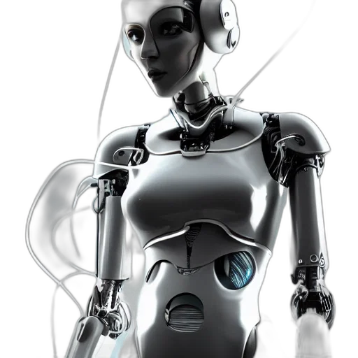 robot, concept art, cyberpunk, 3d render transparent PNG cut-out