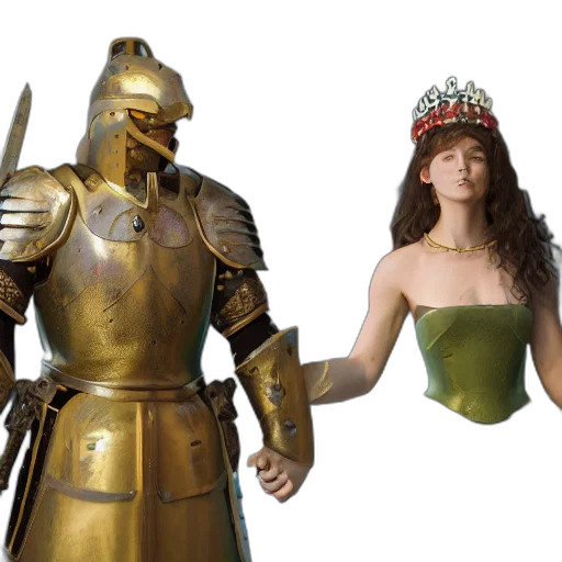crown, 3d render, concept art, young, couple, green, eyed, brunette transparent PNG cut-out