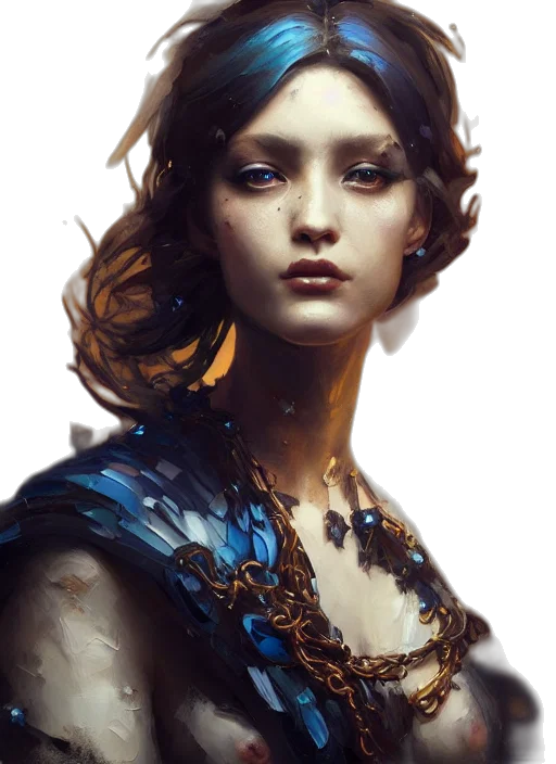 jewelry, crown, face, dress, fantasy art, photorealistic, concept art, oil painting transparent PNG cut-out